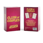 Deux boîtes de jeux Clash of Couple, l'une vue de face et l'autre vue de dos, prêtes à être découvertes et explorées.